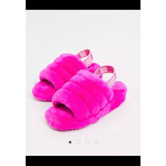 Infant girls 2 / 3 month ugg sherpa fluff yeah slingback slippers - Picture 1 of 8